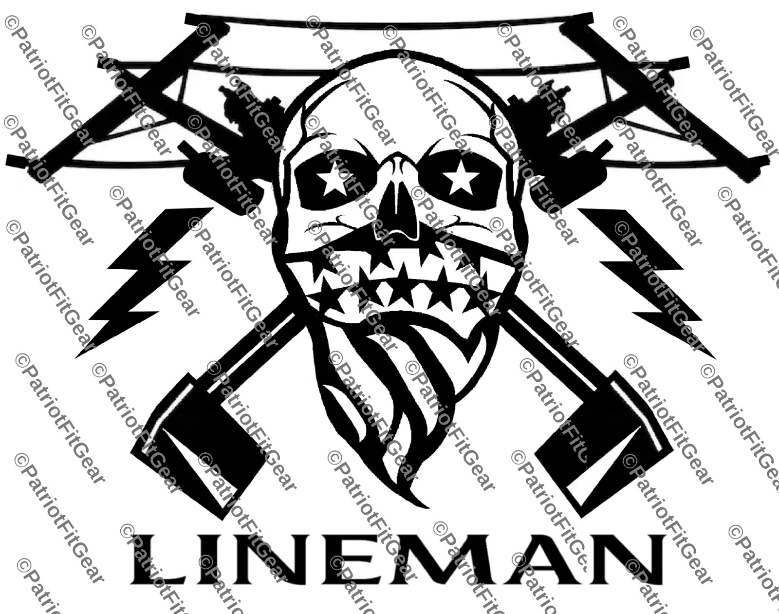 Lineman,Electrician,Line Work,Linemen,Skull Bandanna,Pole,,Custom Vinyl Decal
