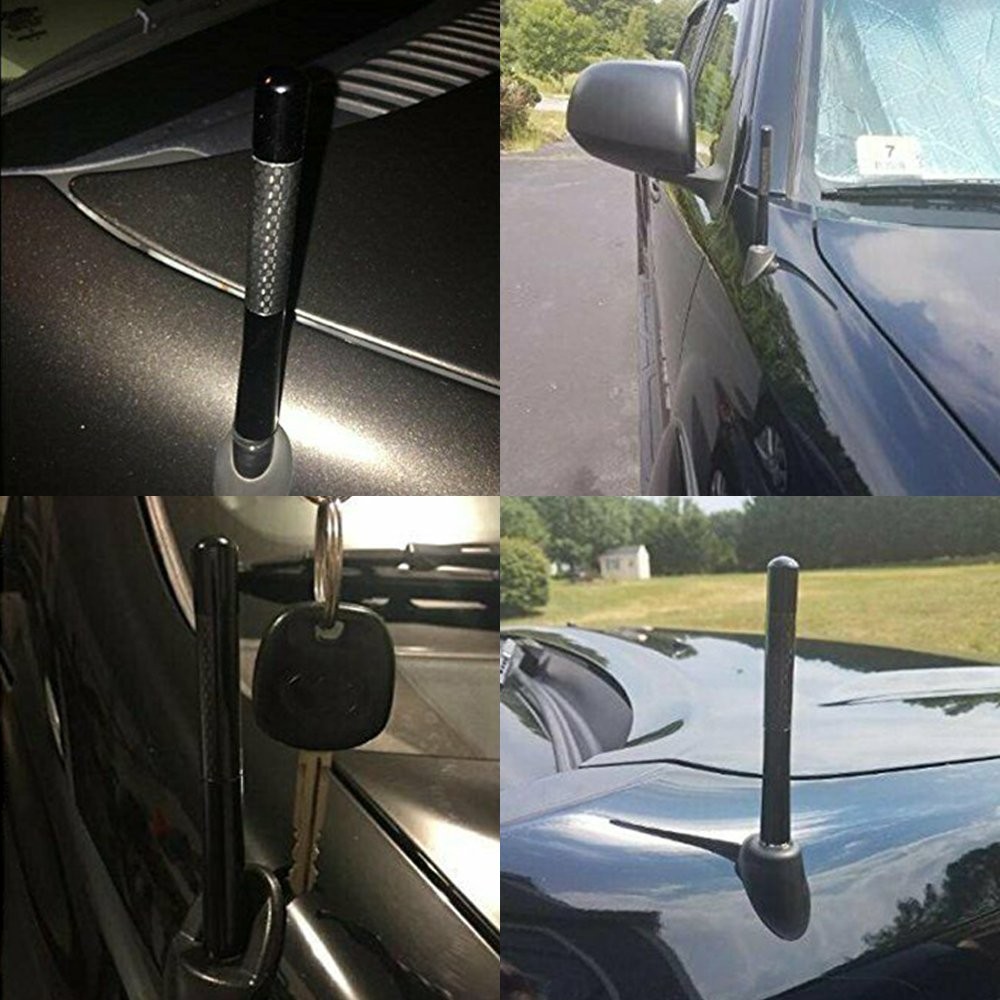 1/2Set 4.7″ CARBON FIBER CAR AM/FM RADIO SHORT ANTENNA STUBBY SCREW ALUMINUM BLA