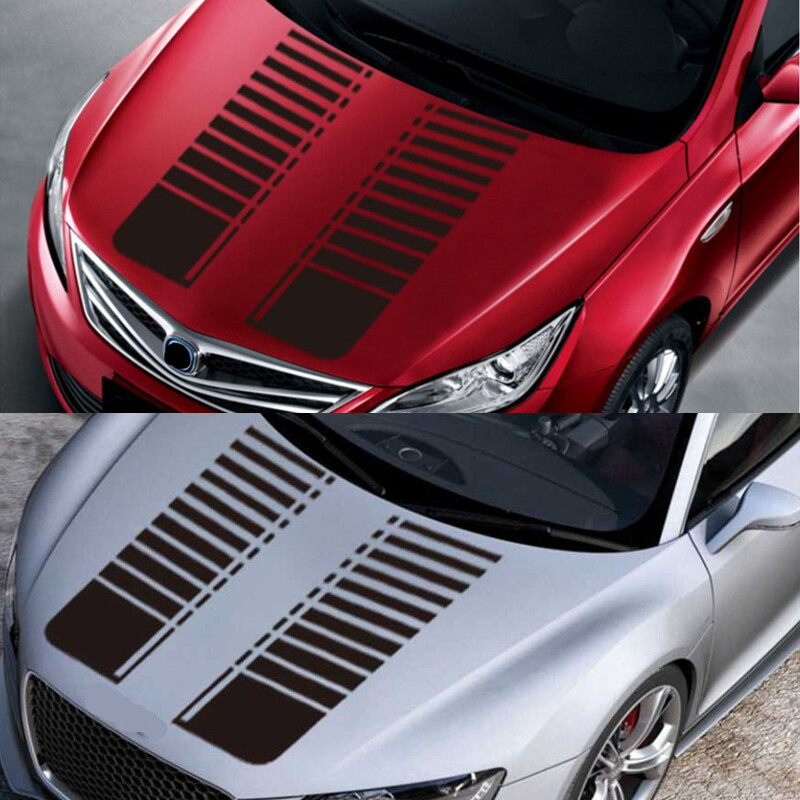 95cm Car Hood Bonnet Sticker Matte Black Racing Stripe Vinyl Decor Decal 2Pcs