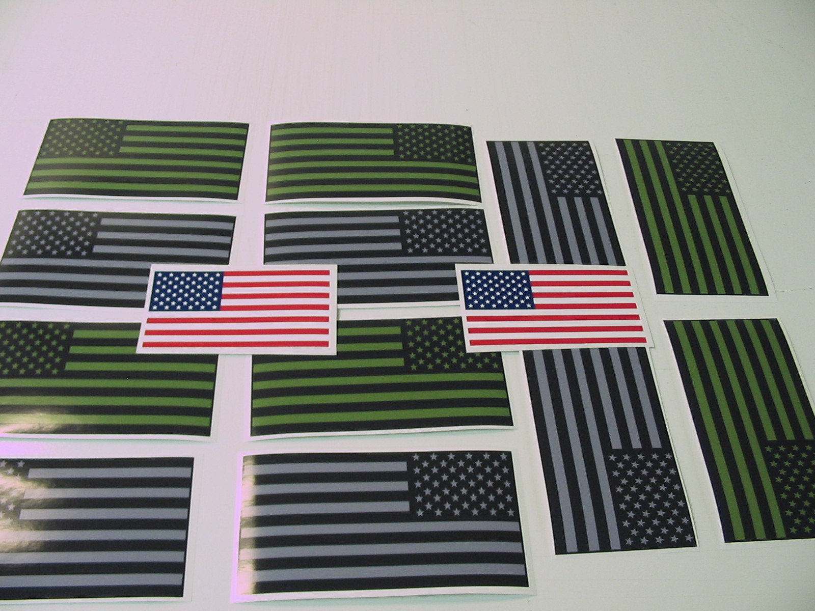 14 XXL USA MILITARY FLAG Sticker Decal LOT 4 OD Green Black Grey Infrared