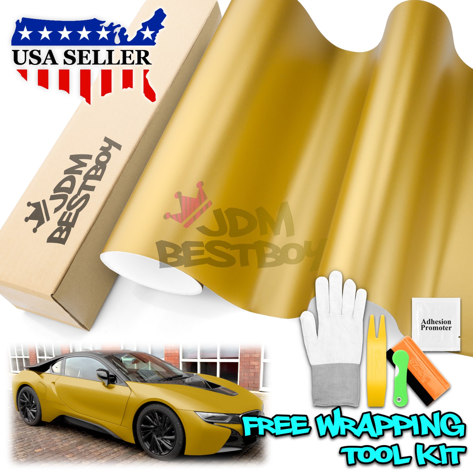 Matte Colors Gold Vinyl Wrap Sticker Decal Auto Car Film Bubble Free Air Release