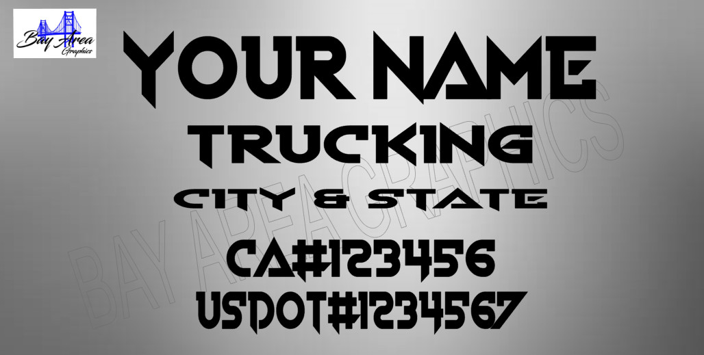 TRUCK DOOR COMMERCIAL DECALS CUSTOM SAME STYLE TEXT & DOT OUTDOOR VINYL X2