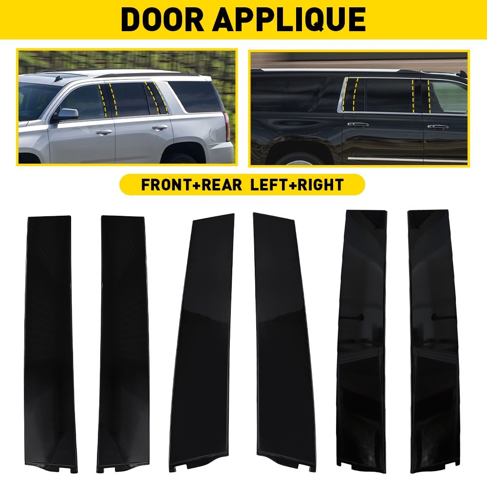Rear Left Right Door Applique Molding fits Escalade Suburban Yukon Black 1-6X