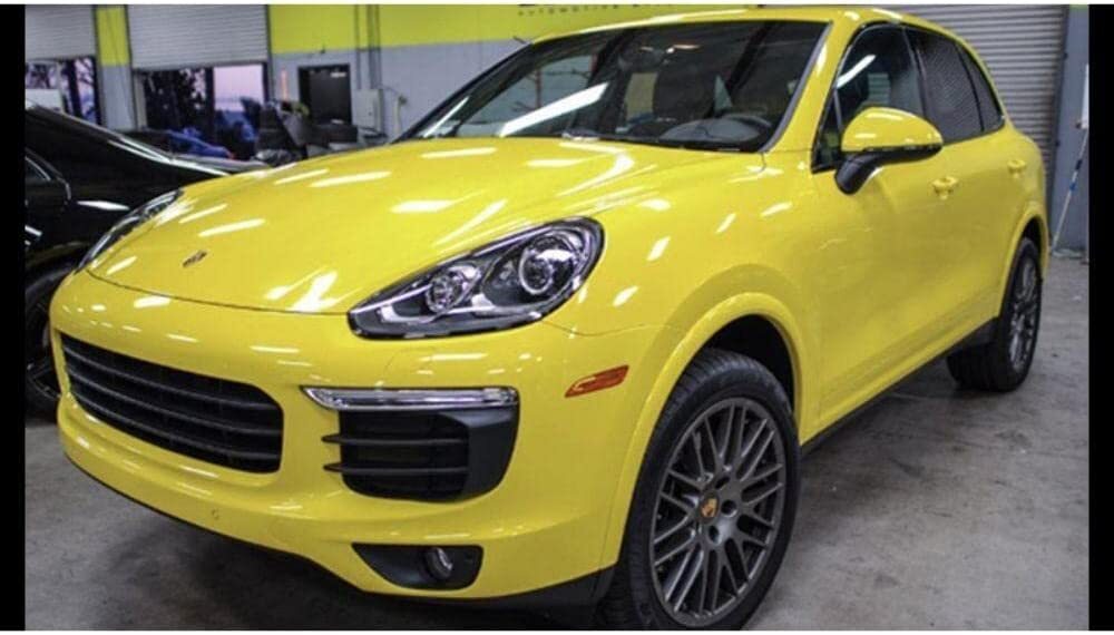 High Gloss Glossy Yellow Vinyl Film Wrap Sticker Decal Bubble Free Air Release