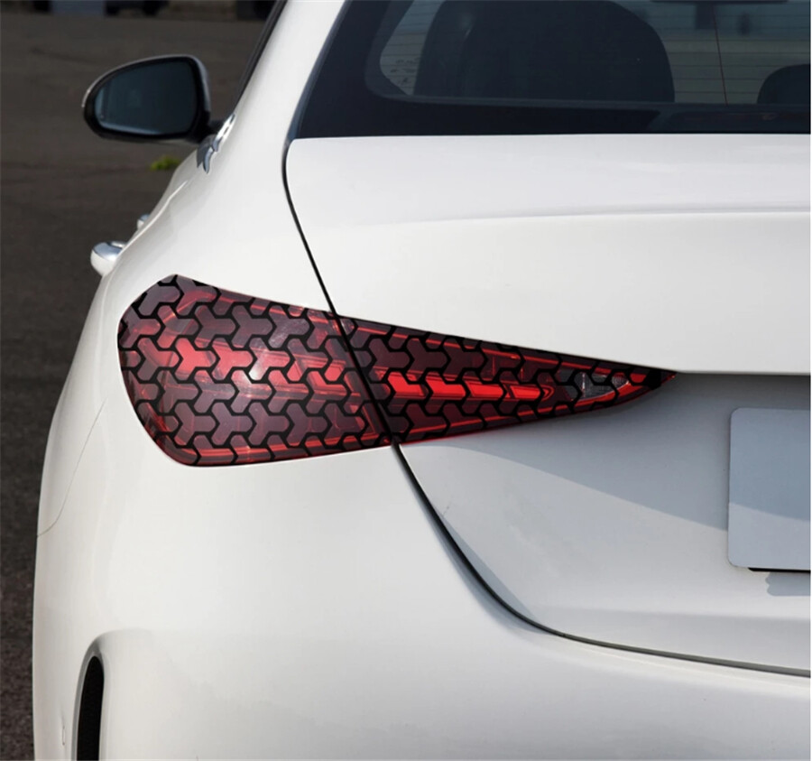 2Pcs Car Rear Tail Light Film Cover DIY Honeycomb Sticker Auto Decoration Decals