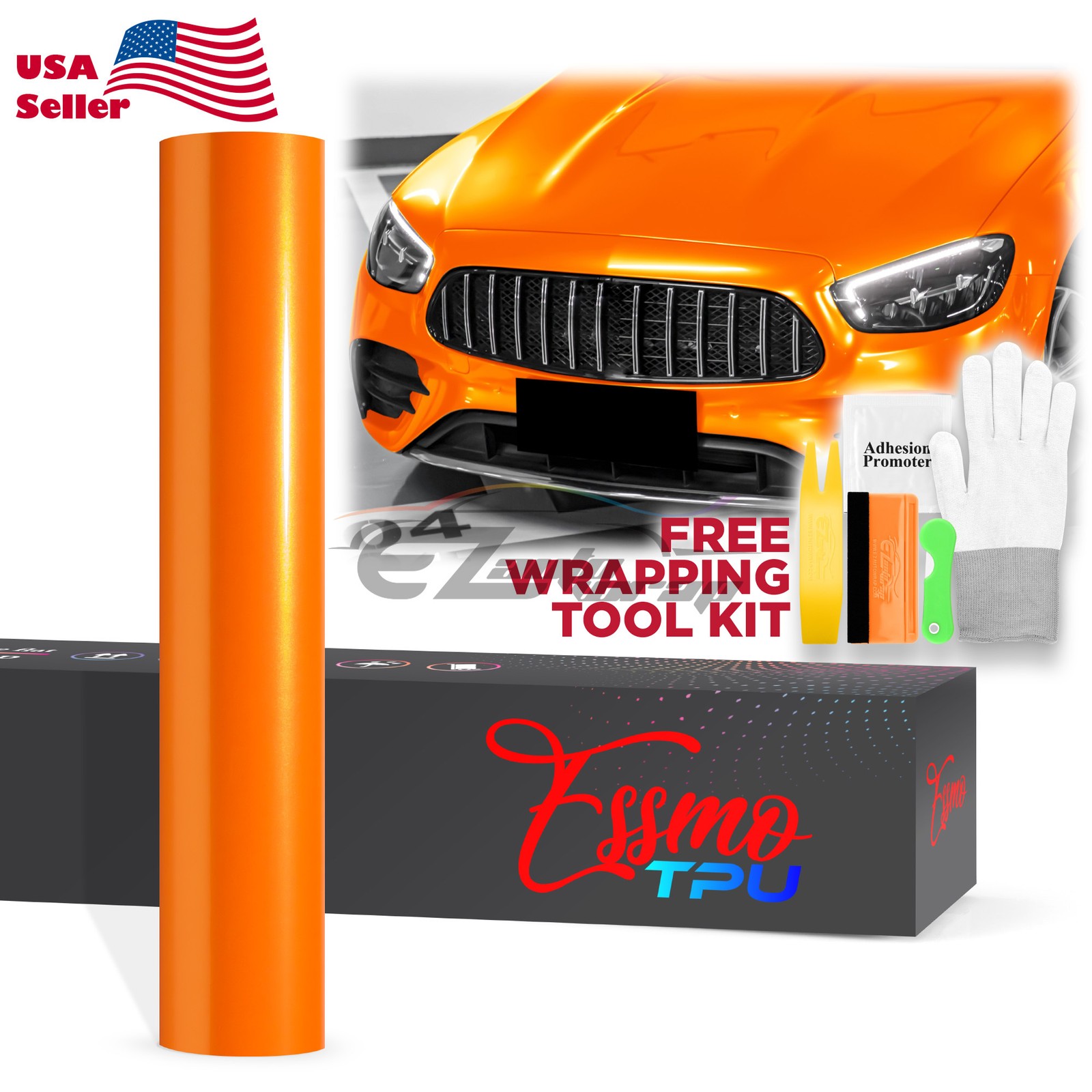 Space Candy Gloss Racing Orange TPU PPF Paint Protection Film Dry Wet Vinyl Wrap