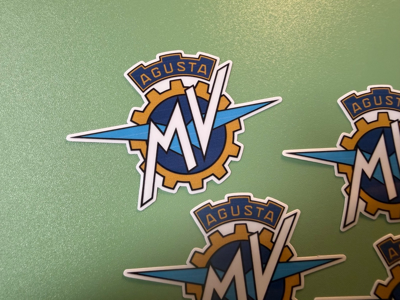 x4 3 inch MV Agusta Stickers Decal Logo Blue Gold White Motorcycle Brand Fairing