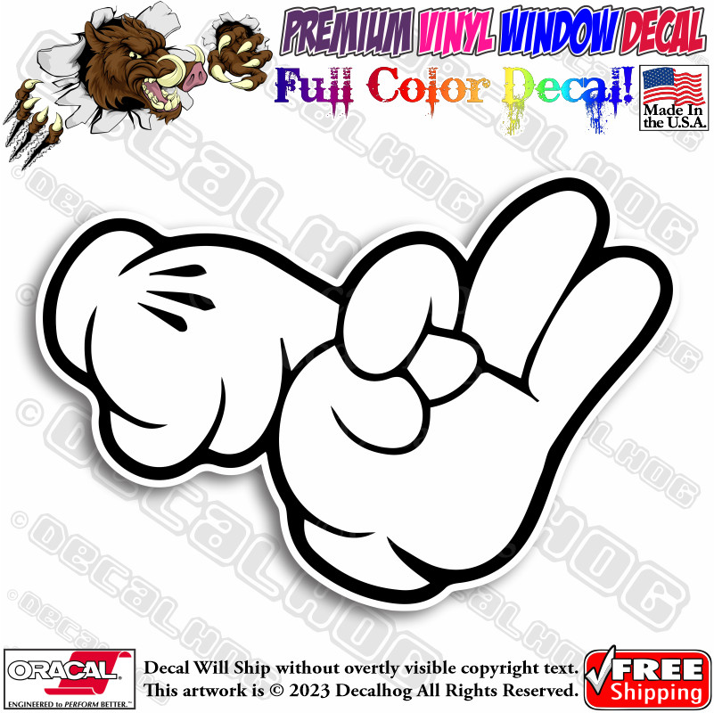 JDM Dirty Mickey Hands Funny Full Color Car Truck Window Vinyl Decal Sticker.