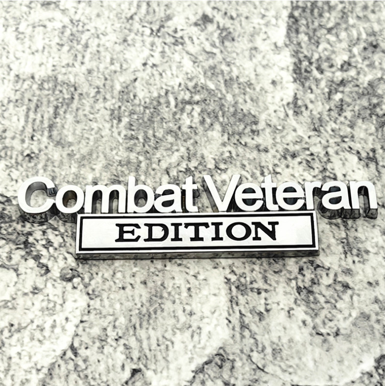 2Pcs Combat Veteran EDITION 3D Metal Letter Badge Car Emblem Bumper Decal