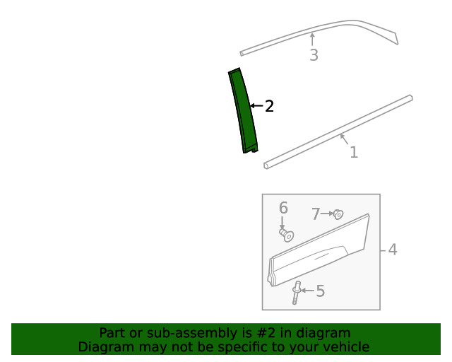 Genuine GM Rear Driver Side Door Window Frame Front Applique 84963079