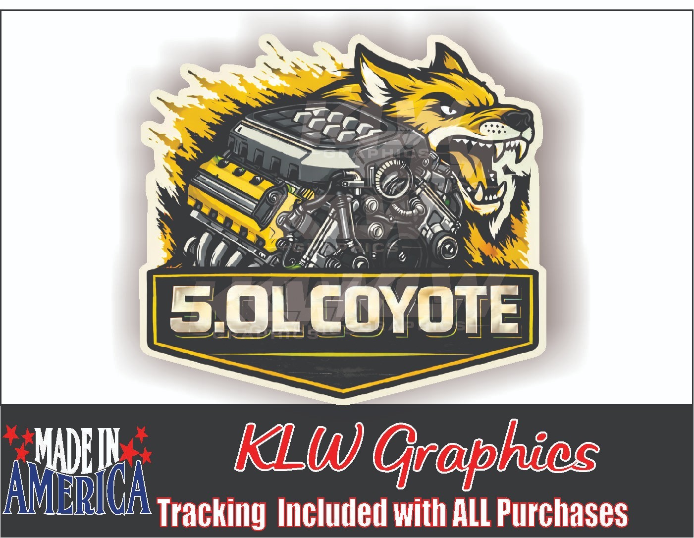 COYOTE Windshield Vinyl Decal Sticker Mustang 5.0 2014 -2026 V8 Graber Race Car
