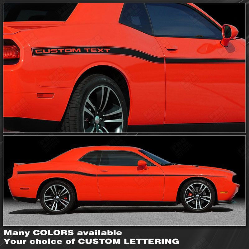 Dodge Challenger Yellow Jacket Style Side Stripes Decals 2008 2009 2010 Pro Moto