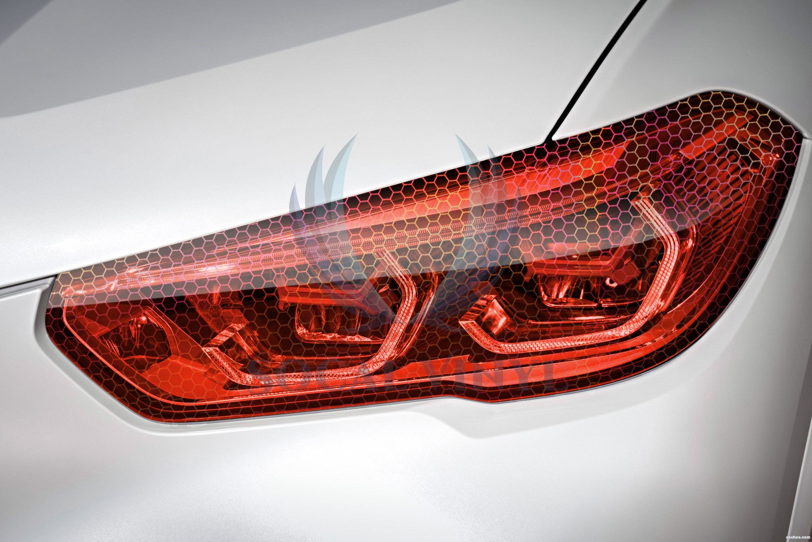 Headlight Hex Holographic Gloss Flame Red Taillight Tint Film Fog Honeycomb Film