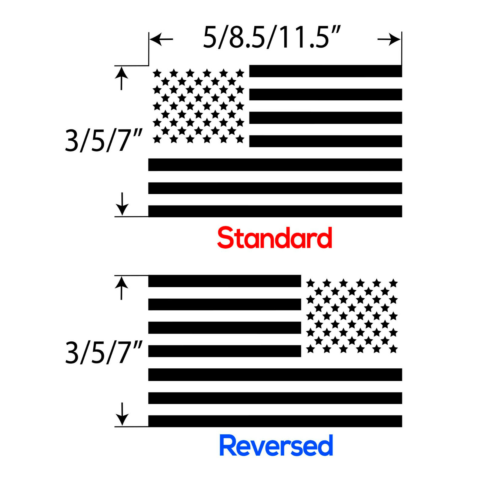 3 pk – American Flag Vinyl Decal Military Sticker Standard & Reversed Die-cut