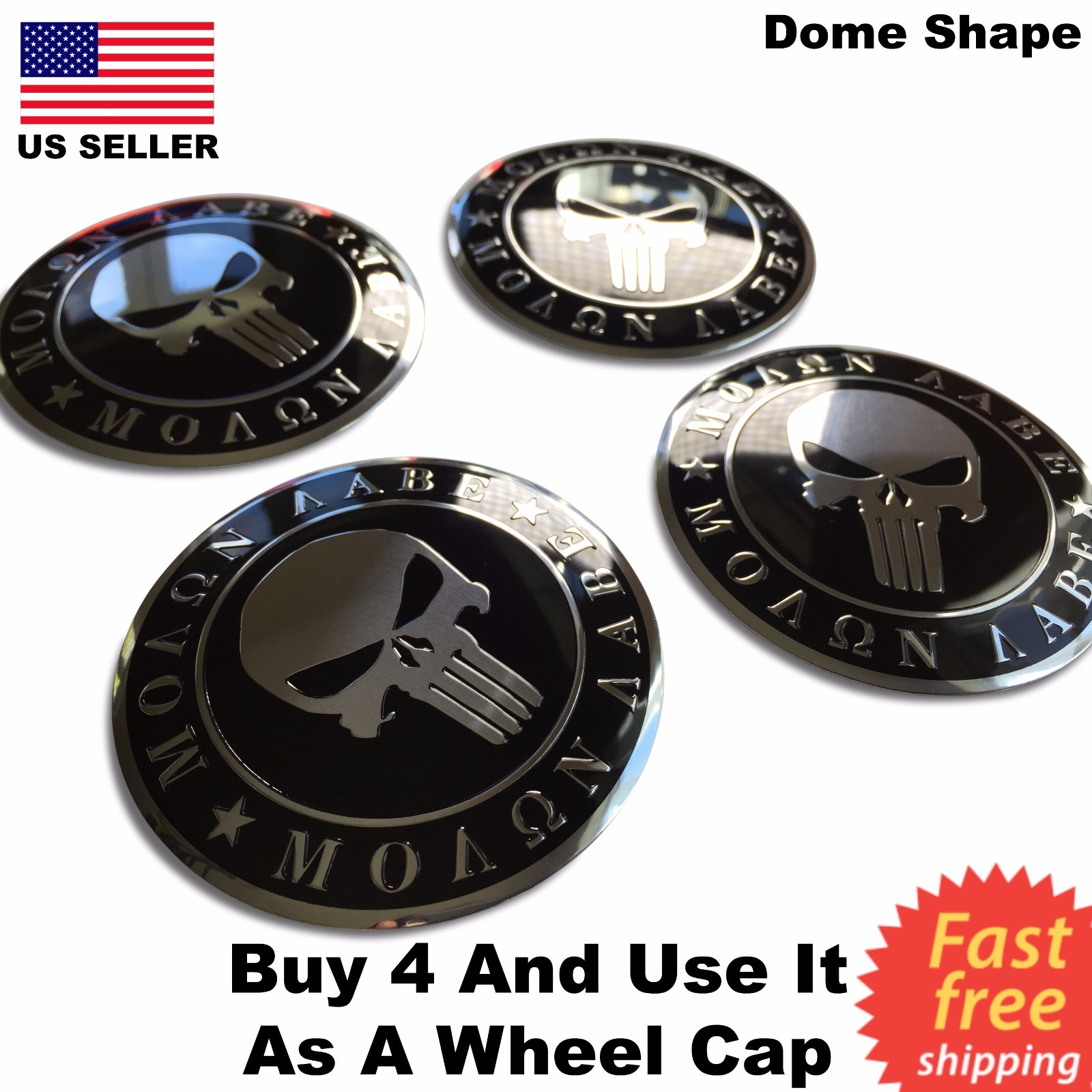 ALUMINUM 2nd Amendment Decal Sticker Molon Labe Right To Bear Arms (DOME SHAPE)