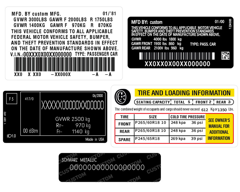Custom Vehicle Labels – Black or White Style