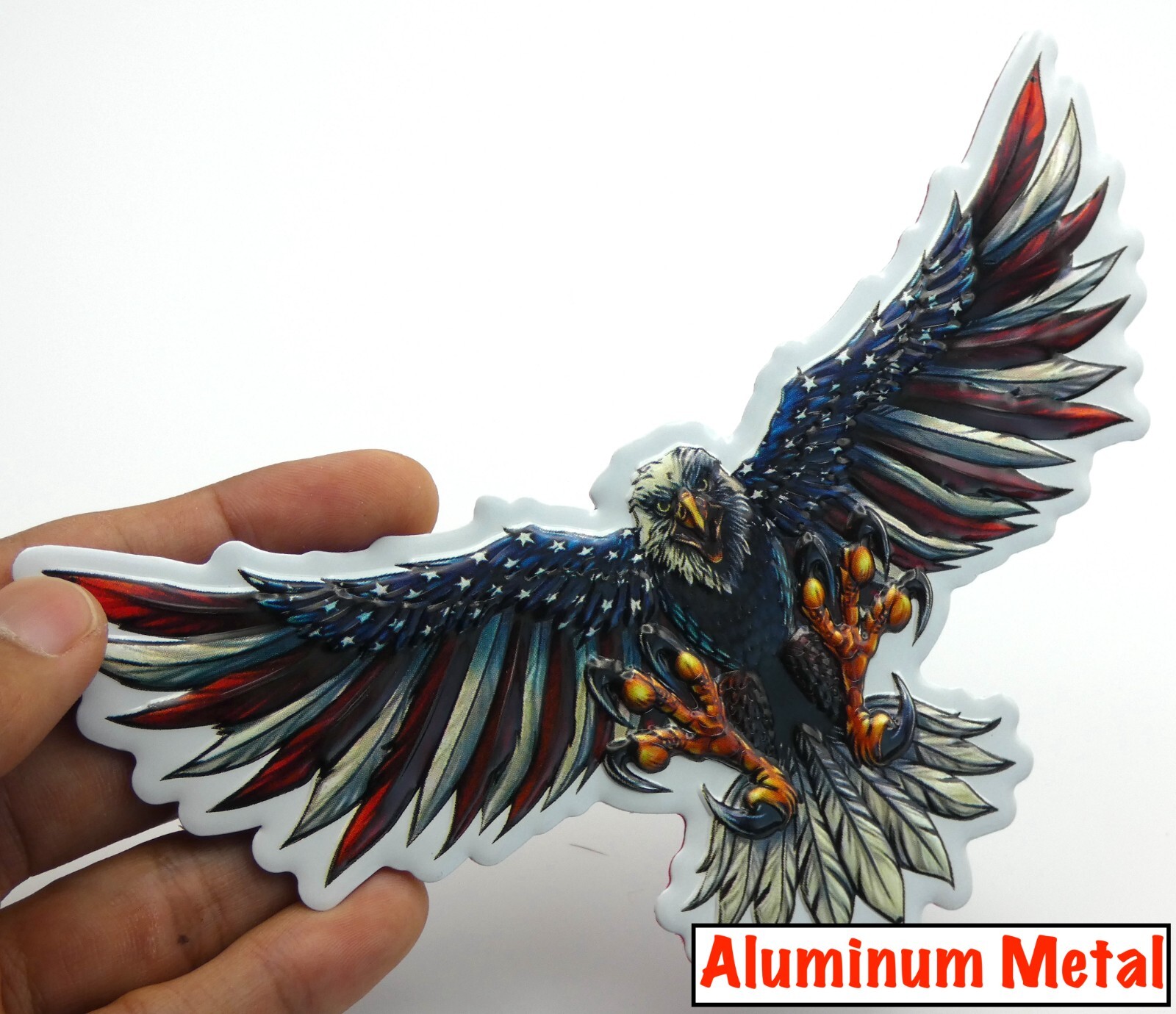 ALUMINUM Eagle Stickers VETERAN Military Decals Motorcycle, Car Emblem 6″ x 3″