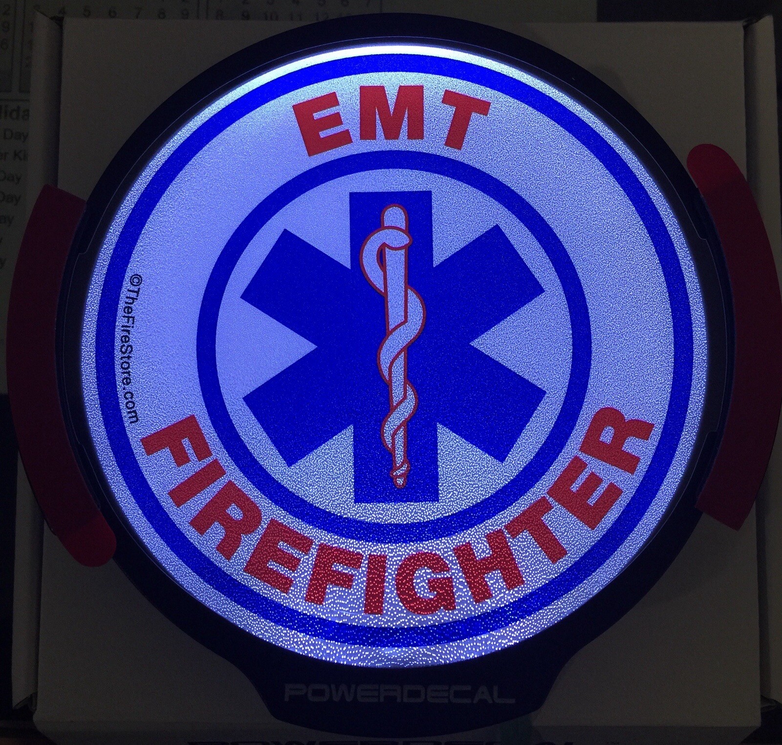 EMT Firefighter Light Up Decal Powerdecal Backlit LED Motion Sensing Auto Decal