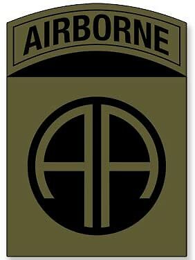 3×4 inch Subdued Colors 82nd Airborne AA Logo Sticker (Green SSI) Army Lic.