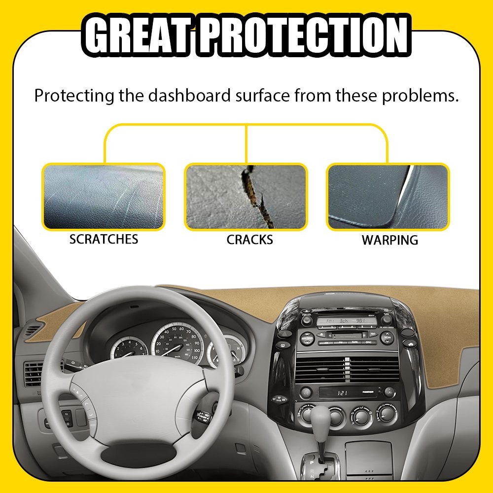 Dashboard Pad Dash Cover Mat For 04-10 Toyota Sienna Sunshade Cover NonSlip 1-5X