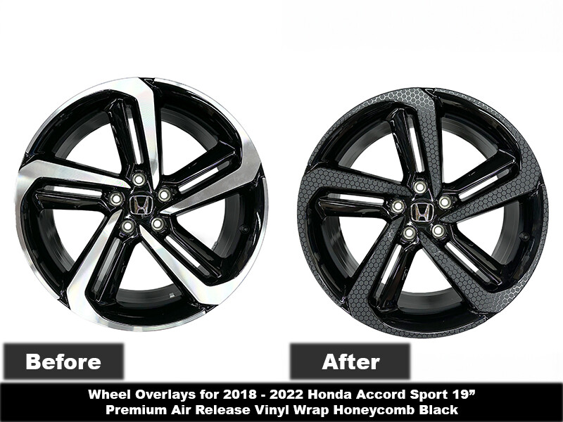 Crux Moto Honeycomb Black overlays for 2018–2022 Honda Accord Sport 19″ Wheels