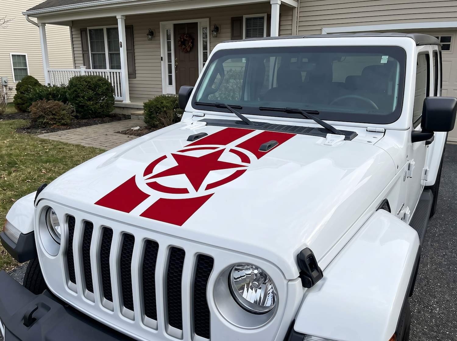Star Stripe Hood Decal for Jeep Style Vehicles, Patriotic Vinyl Graphic Sticker
