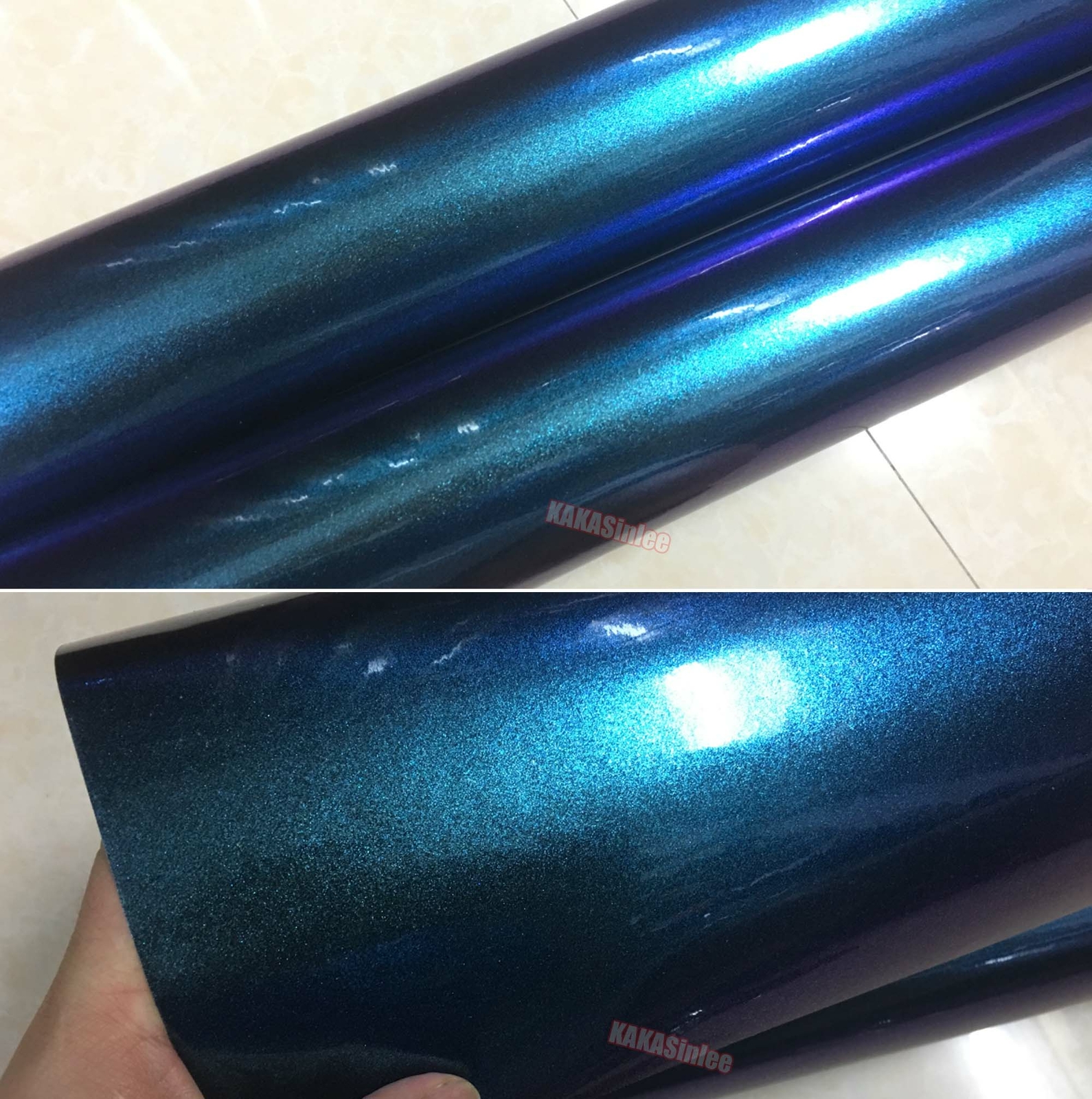 Flexible PL Blue Chameleon Car Glitter Pearl Glossy Metal Vinyl Wrap Sticker US