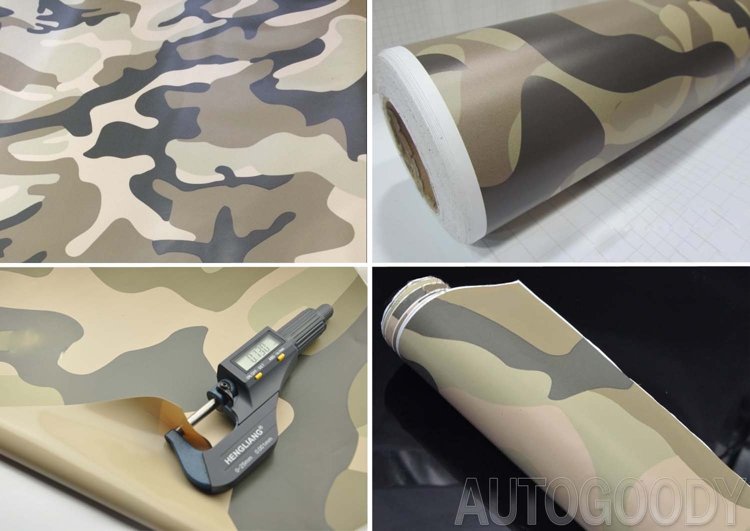 Snow Army Camo Camouflage Desert Vinyl Film Wrap Sticker Bubble Free Air Release