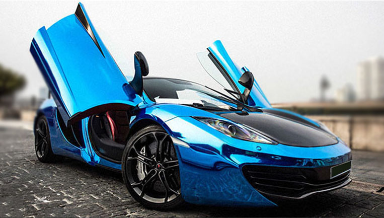 24″ x 60″ Blue Chrome Mirror Vinyl Film Wrap Sticker Decal Stretchable 2ft x 5ft