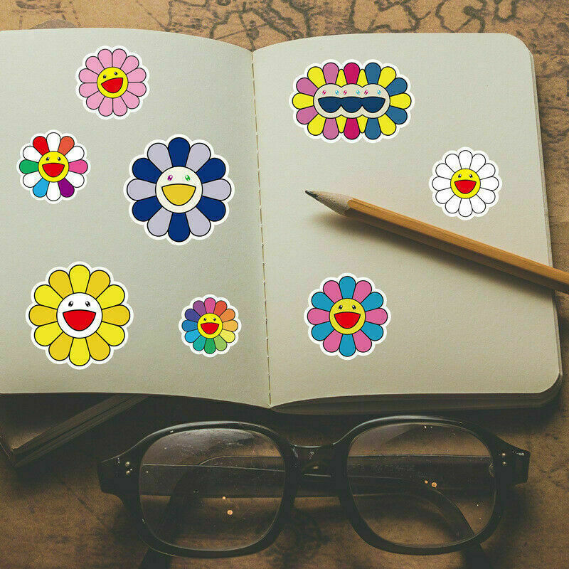 50 Pack Sticker Bomb Takashi Murakami Flower Rainbow Skateboard Laptop Decals