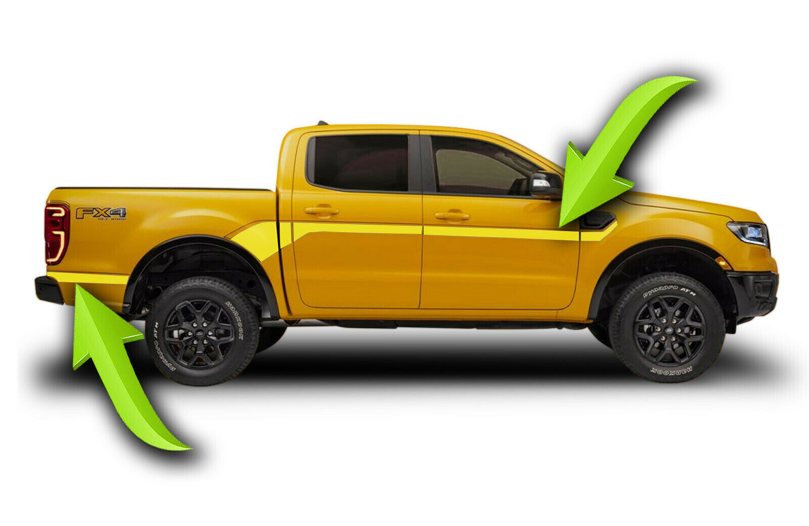 FX4 Side Hockey Racing Stripes Kit Fits- 2019-2022 2023 2024 Ford Ranger Splash