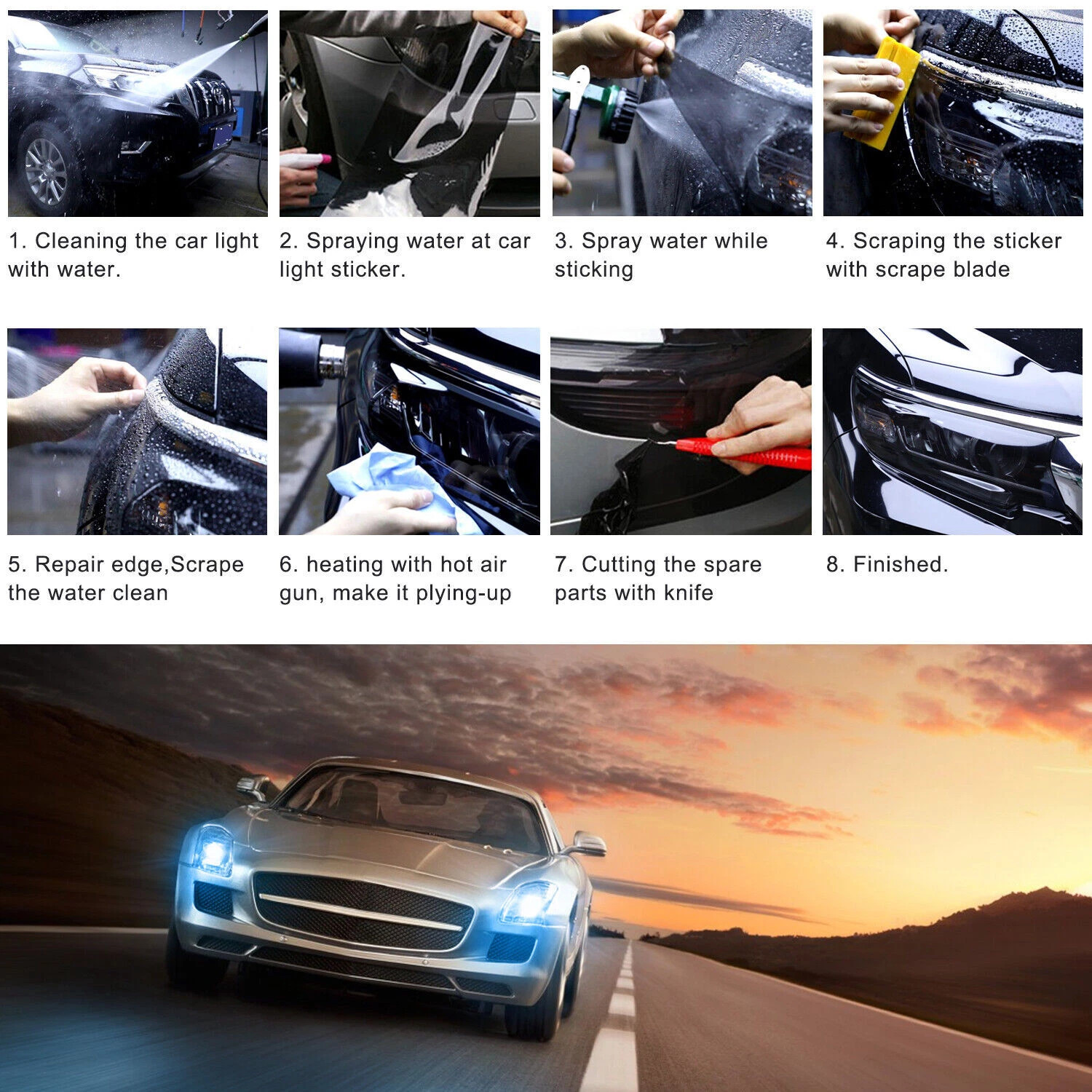 12”x71″ Car Clear Headlight protector Film Bumper Lamp Protection Wrap Sticker