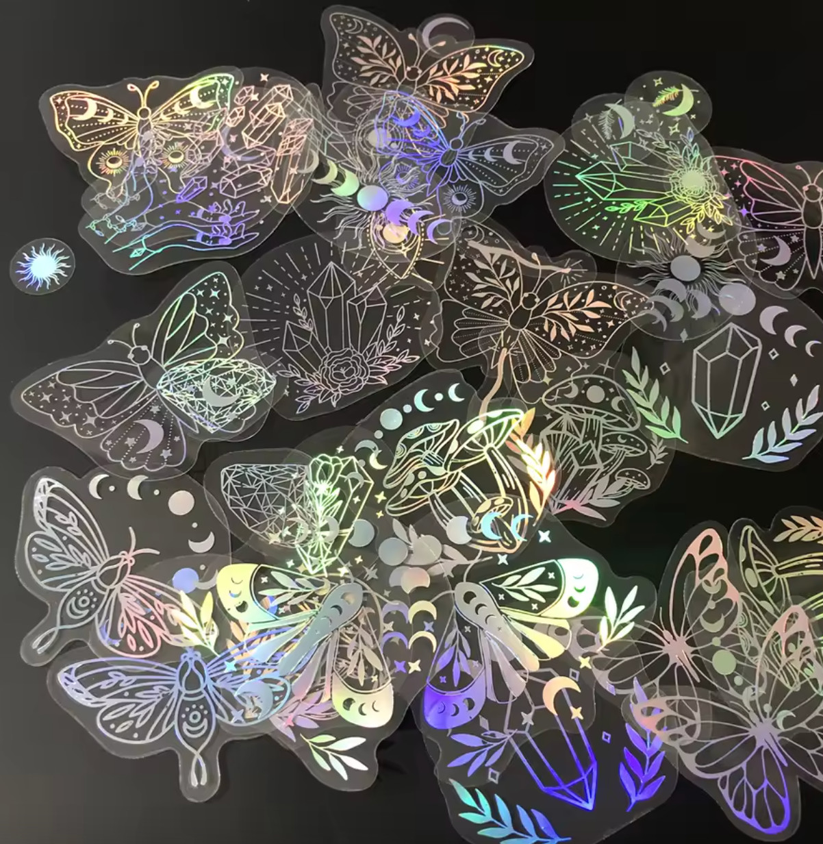40pcs Holographic Glitter Stickers/Transparent Waterproof Decal/Laptop Phone Car