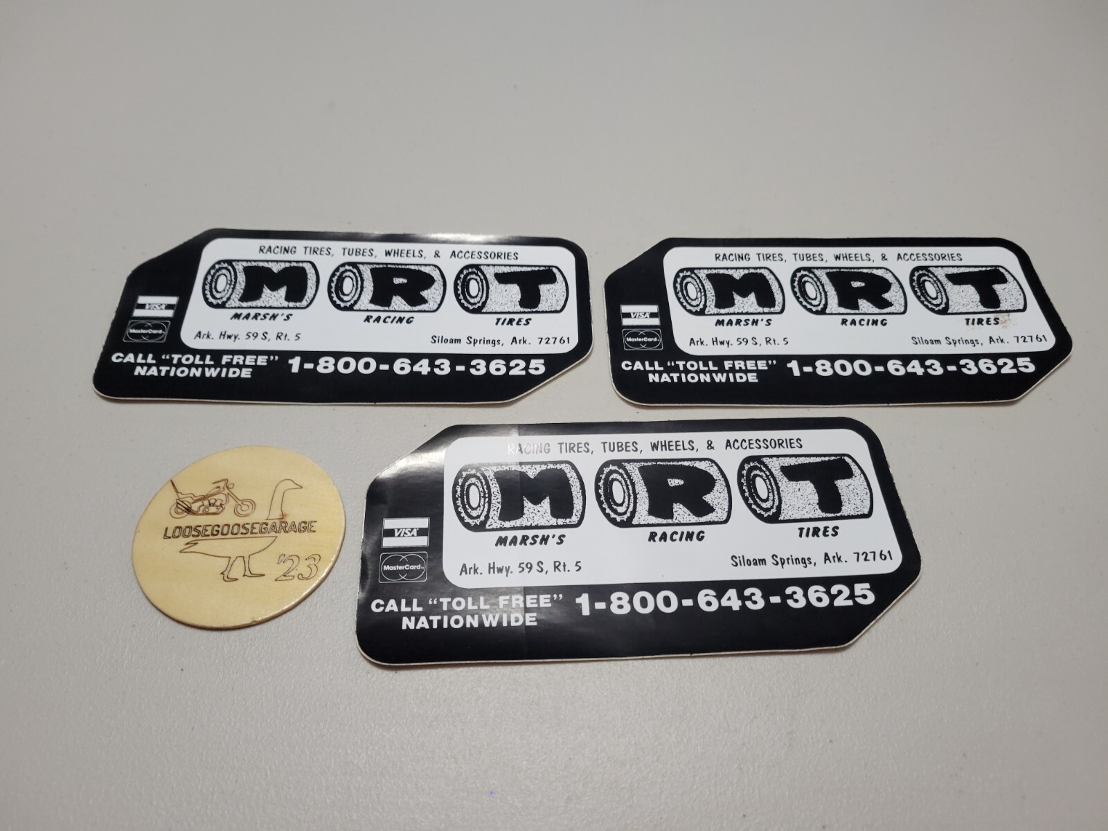 3x Vintage 9″ x 4.25″ Marsh’s Racing Tires Sticker Decal Racing Car Drag Racecar