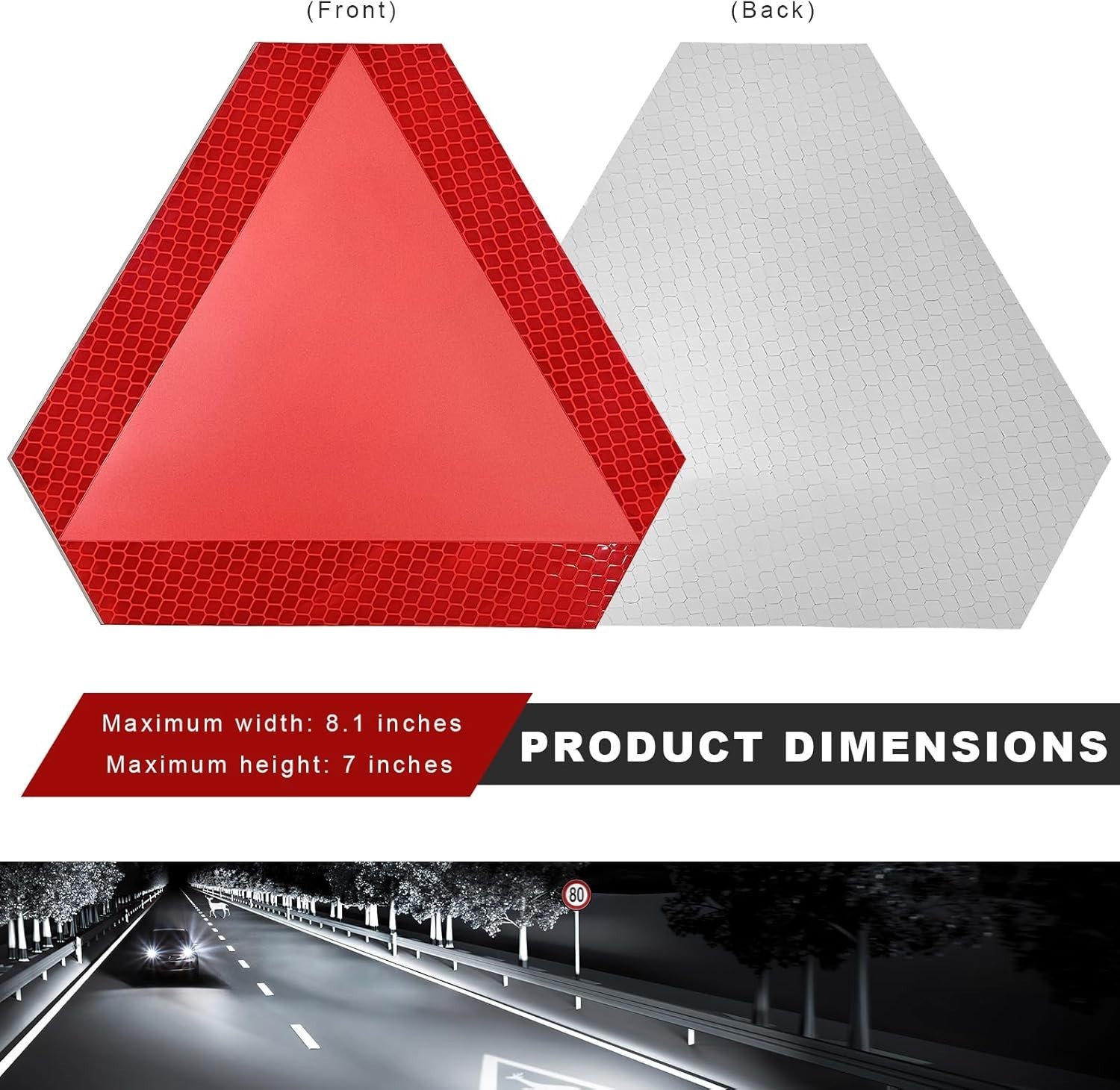 2 PCS , 7 x 8.1 Inch Diamond Grade Reflective Decals Car Triangle Safety Sign…
