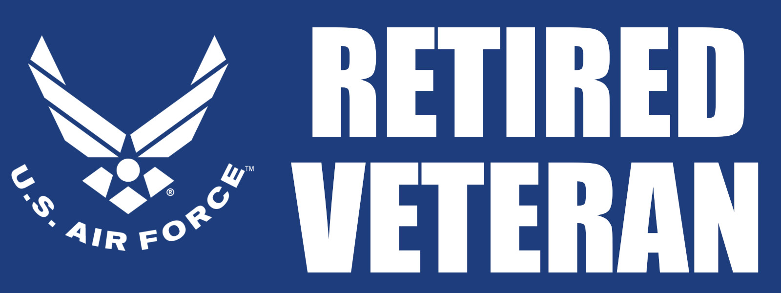 3×8 in RETIRED VETERAN Bumper Sticker (air force airman Vet decal) USAF Lic.