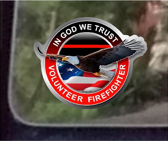 ProSticker 209.6 (One) 6″ In God We Trust Volunteer Firefighter Red Line Decal