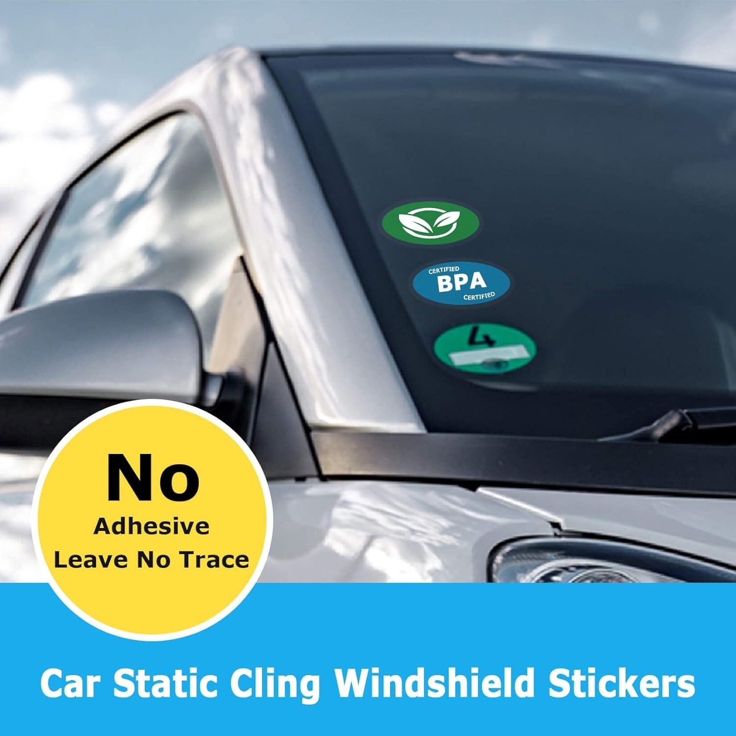 10PCS Clear Car Window Cling Stickers Waterproof Vinyl for Permits & More