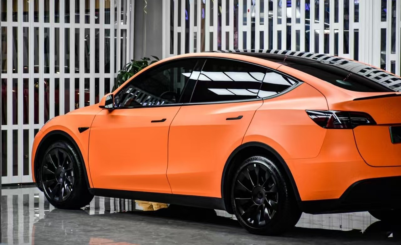 2020-2024 Tesla Model Y Paint Protection Film Wrap Color Change Flat Orange PPF