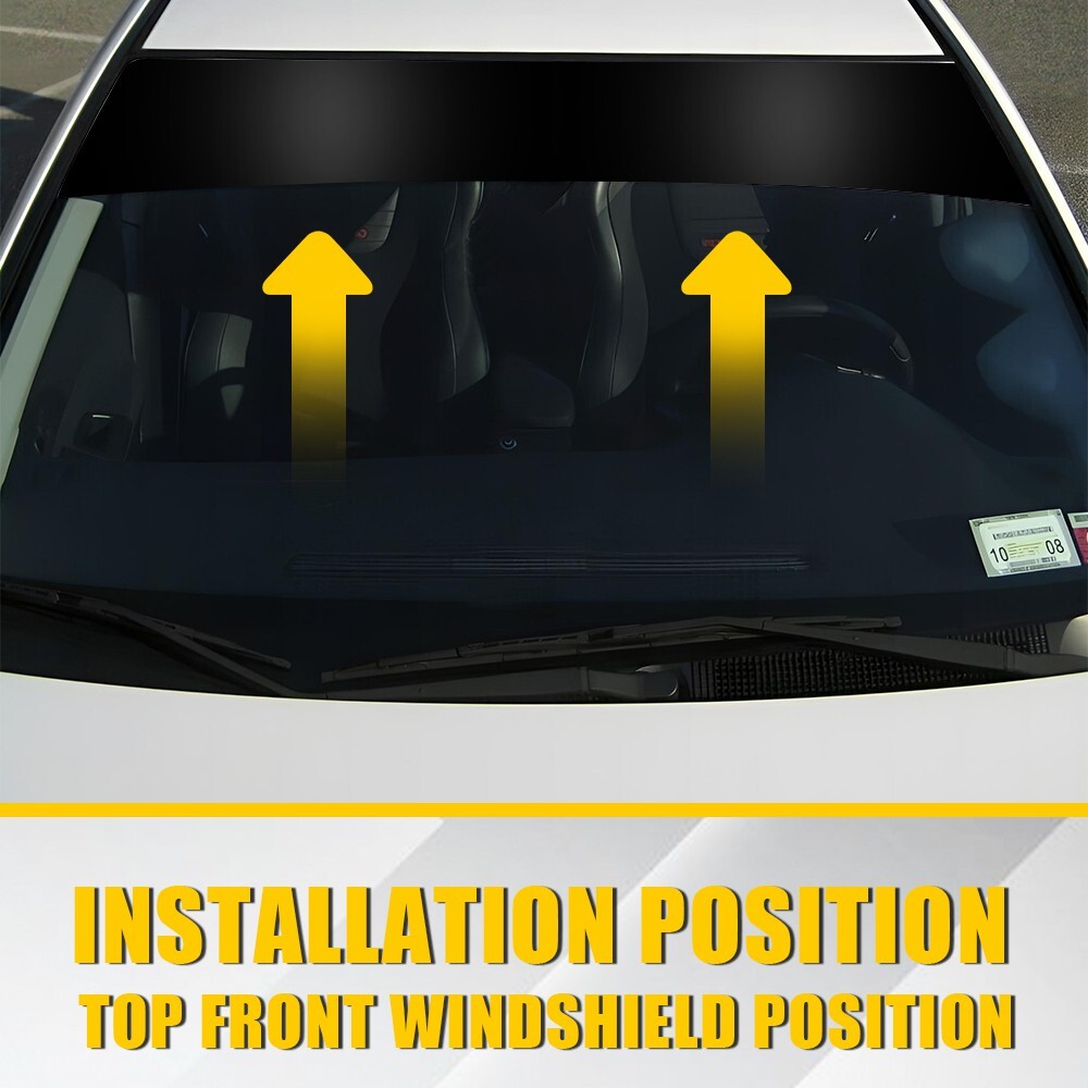 Universal Windshield Banner Gloss Black Vinyl Decal Sun Visor Strip 60″x12″ PVC