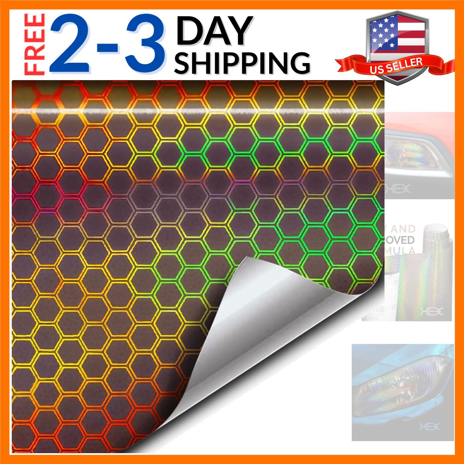 HEX+ Air-Tint Dark Headlight Vinyl Roll 12″ x 60″, Smoke Large Pattern