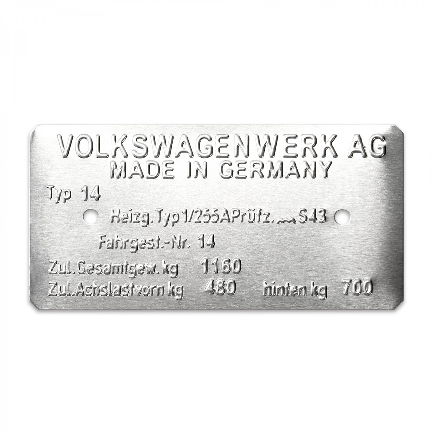 Volkswagen Karmann Ghia Type 14 Made in Germany Vin Data Information Plate