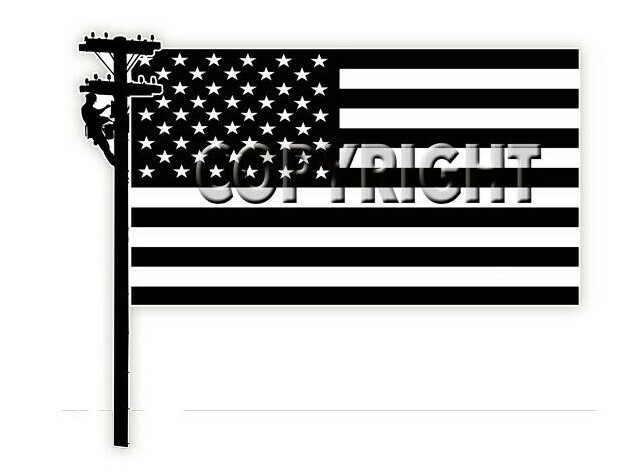 Lineman American Flag Linemen Decals Adhesive Vinyl Indoor Outdoor Decals