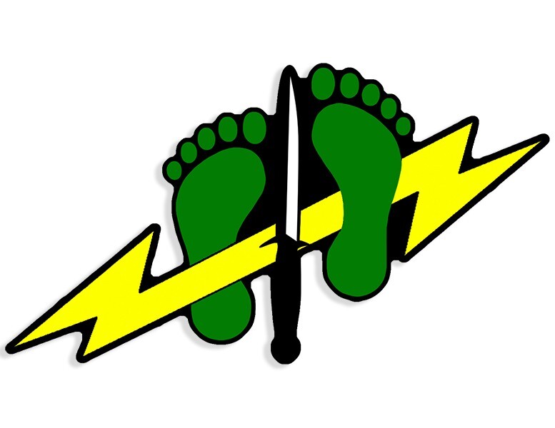 4.5 x 8 inch Large Pararescue Lightning Bolt Jolly Green Feet Shaped Sticker -PJ