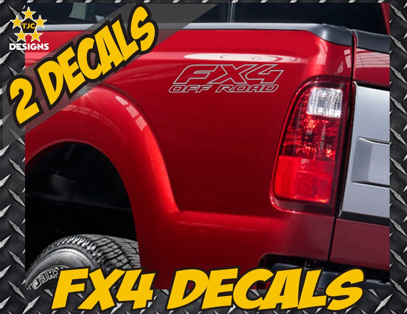 Fx4 OFF ROAD METALLIC SILVER Truck Bed Decal Set for Ford F150 Super Duty Ranger