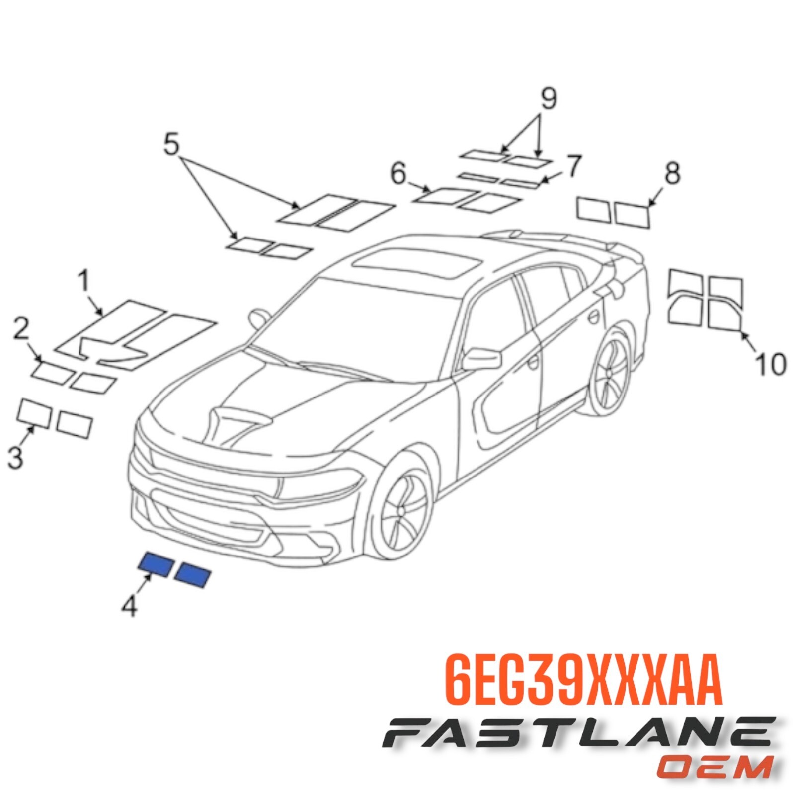 2016-2023 DODGE CHARGER FRONT LOWER BUMPER DECAL NEW OEM 6EG39XXXAA
