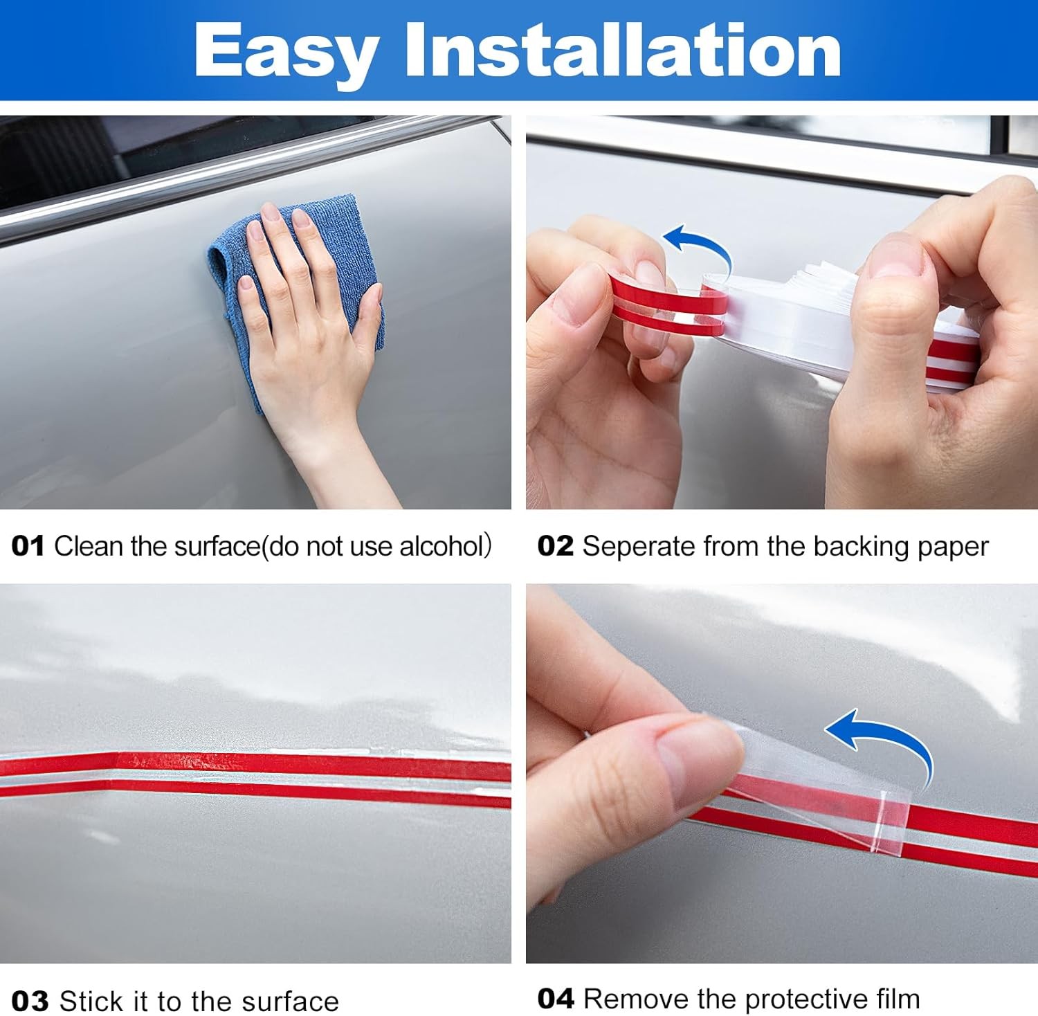 Car Pinstripe Sticker – Thin Red Decorative Stripe Tape for Car Exterior Trim, D