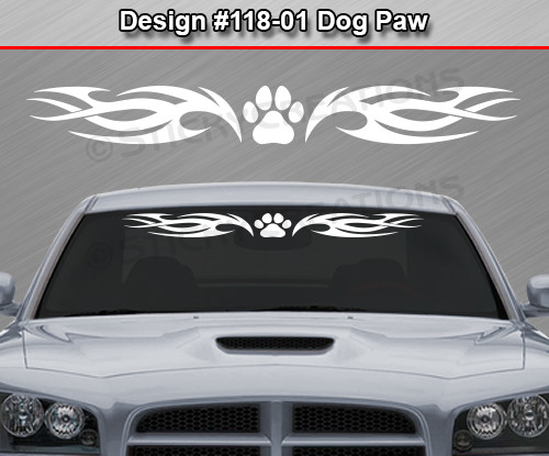 118-01 DOG PAW PRINT Windshield Decal Window Sticker Vinyl Banner Dog Lover Car