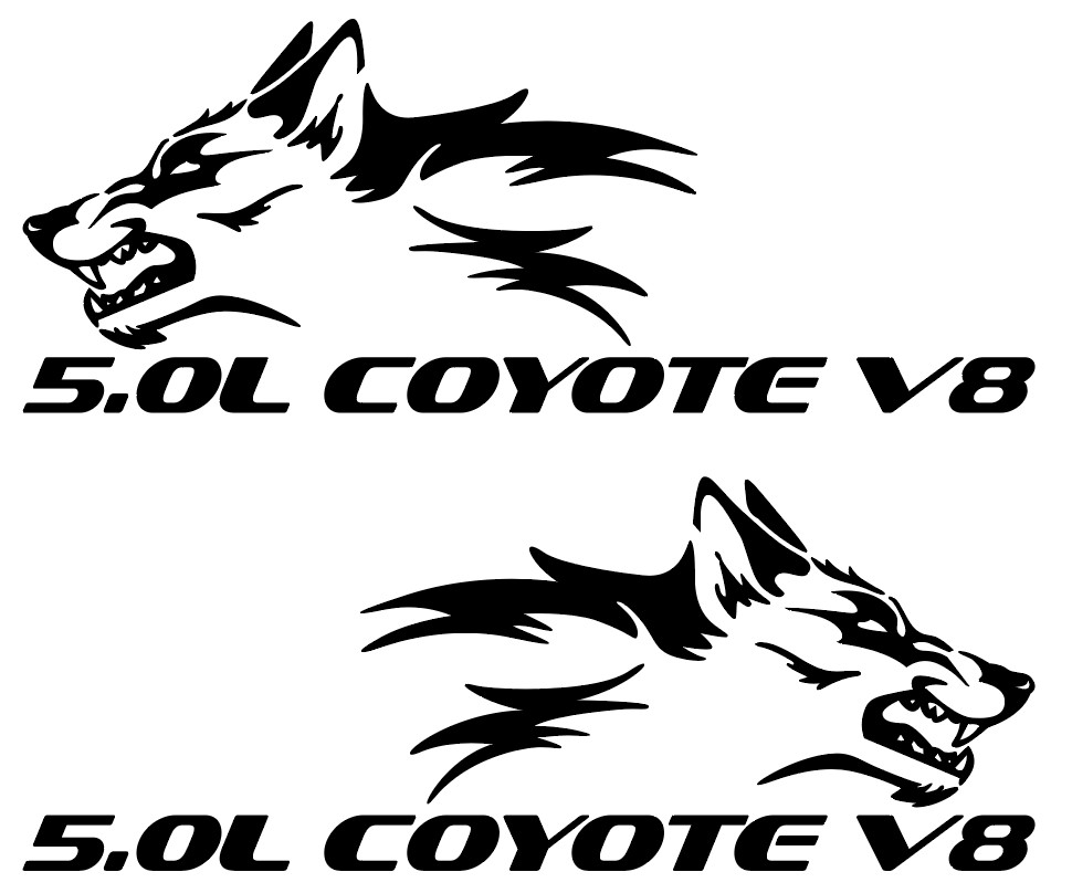 (x2) 5.0L Coyote V8 Engine Vinyl Decal Hood Sticker 3.5″ x 9″