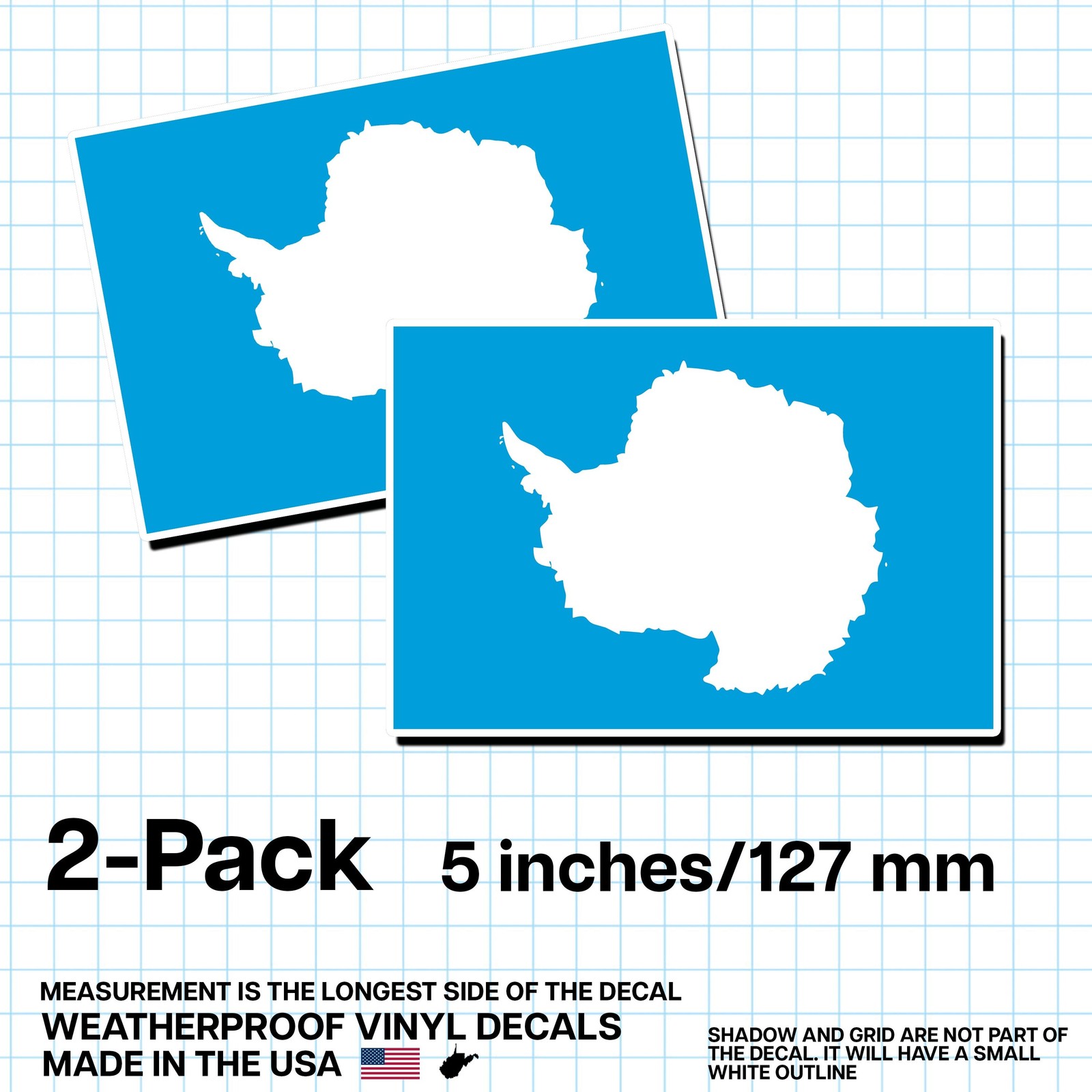 Antarctica Flag Sticker 5″ 2-Pack – AQ Decal – Antarctic Pride Vinyl